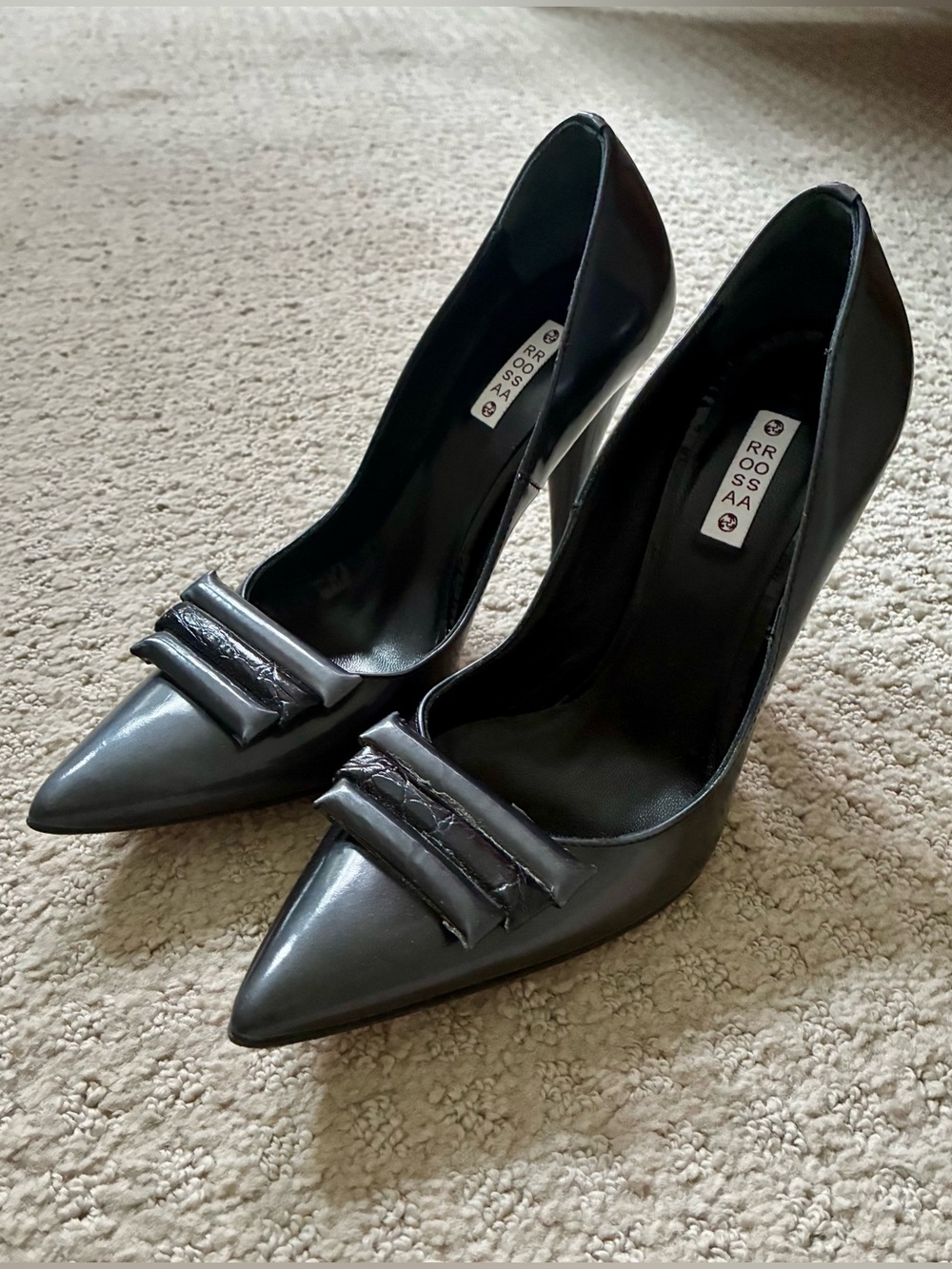 ROSA ROSA Designer Italian Pumps, Dark Gray Color, Size 36